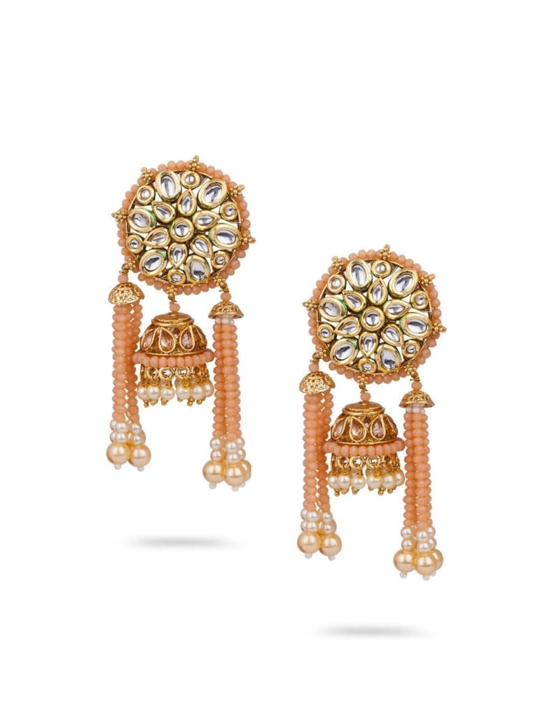 Kundan Jhumka Earrings in Gold finish - CNB659