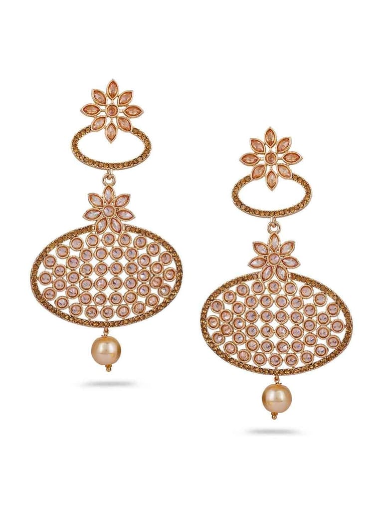 Traditional Long Earrings in Gold finish - CNB686