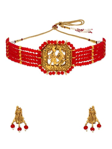 Traditional Choker Necklace Set in Gold finish - JRT2649