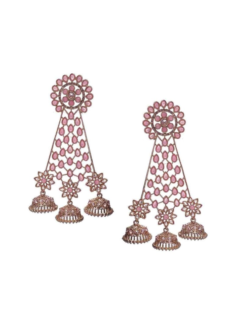 Reverse AD Jhumka Earrings in Oxidised Gold finish - CNB704