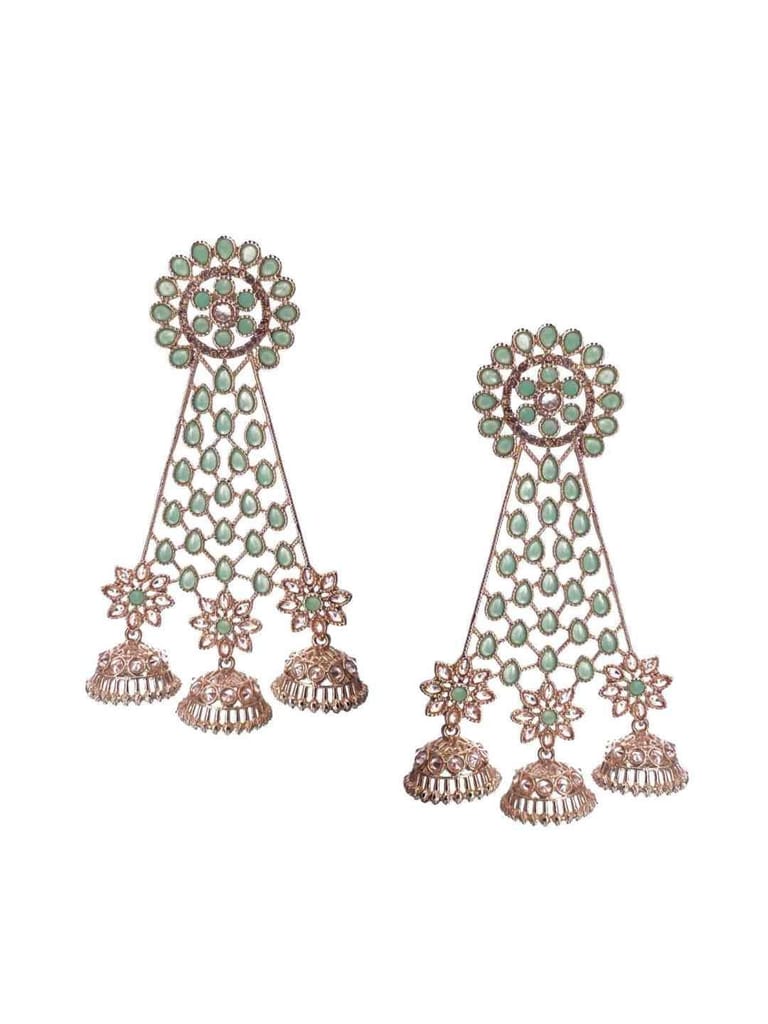 Reverse AD Jhumka Earrings in Oxidised Gold finish - CNB705
