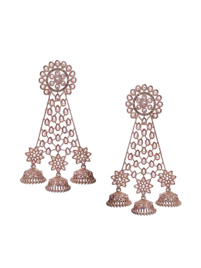 Reverse AD Jhumka Earrings in Oxidised Gold finish - CNB711