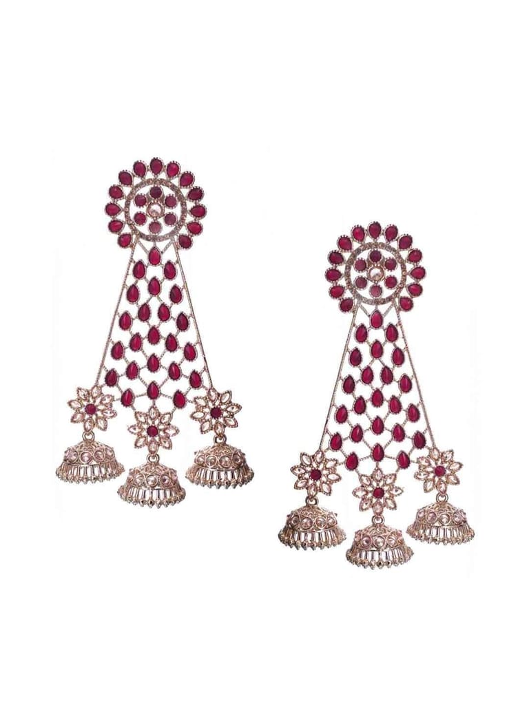 Reverse AD Jhumka Earrings in Oxidised Gold finish - CNB709