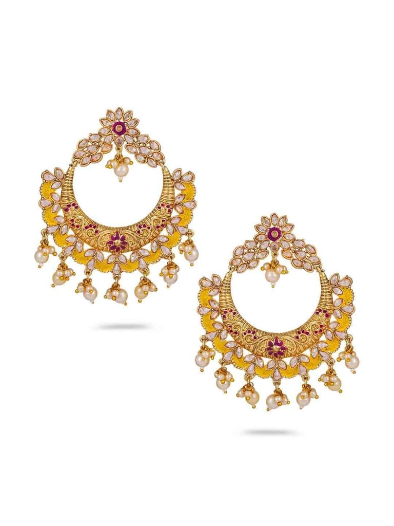 Reverse AD Chandbali Earrings in Gold finish - CNB748