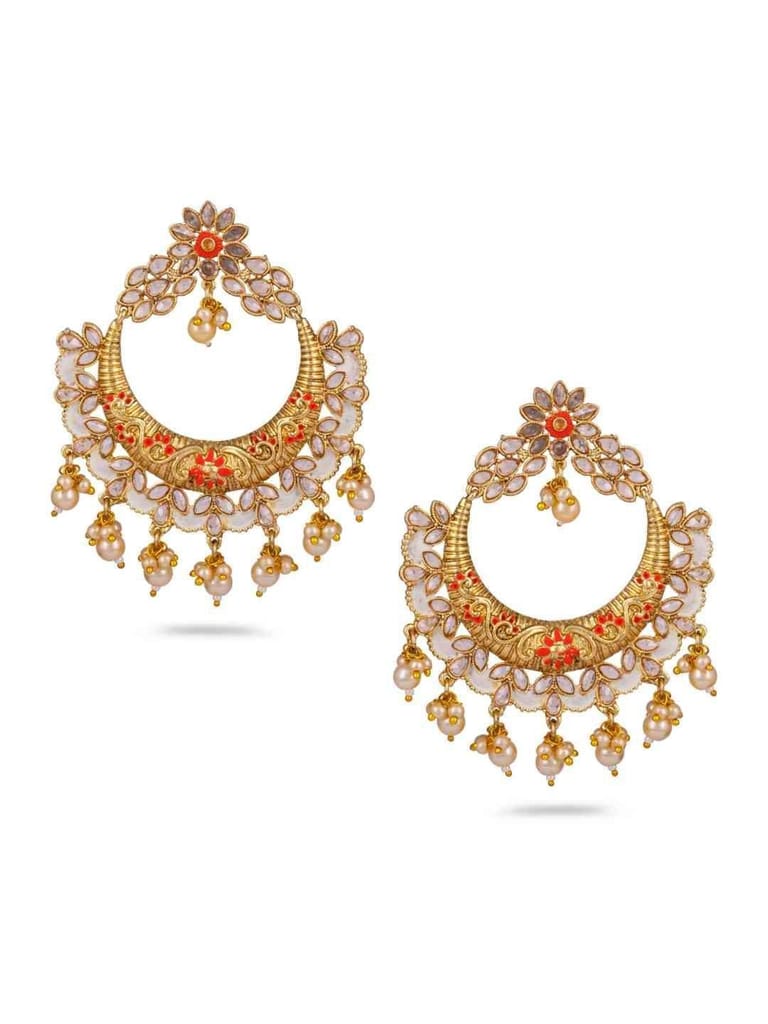 Reverse AD Chandbali Earrings in Gold finish - CNB750