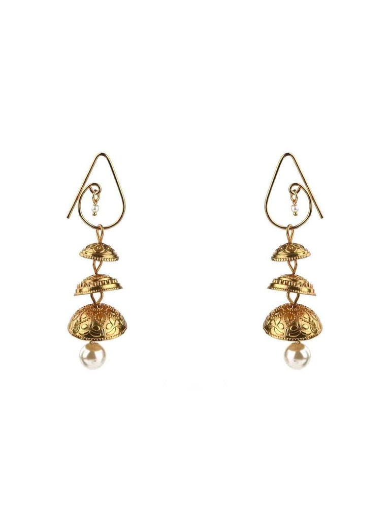 Antique Jhumka Earrings in Gold finish - CNB15470