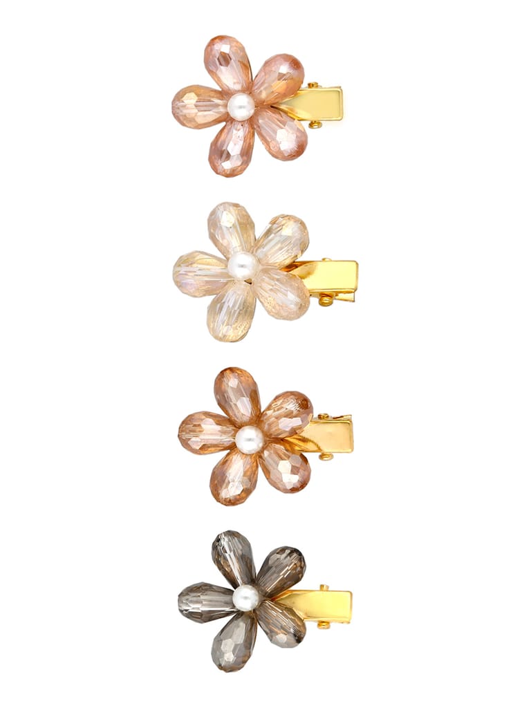 Fancy Hair Clip in Assorted color and Gold finish - CNB33313