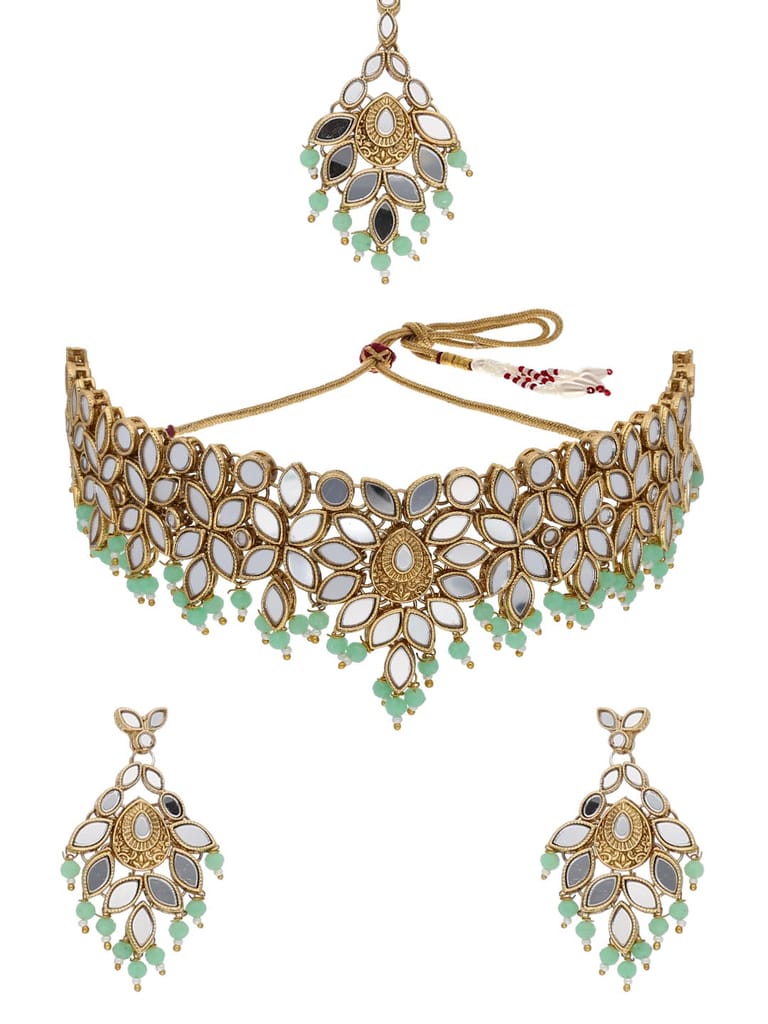 Mirror Choker Necklace Set in Gold finish - CNB17577