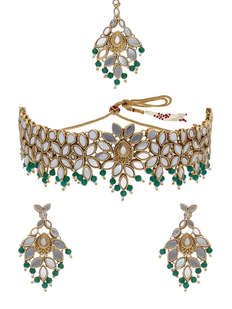 Mirror Choker Necklace Set in Gold finish - CNB17576