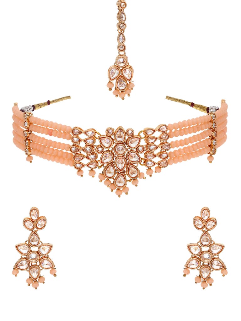 Reverse AD Choker Necklace Set in Rose Gold finish - CNB5076