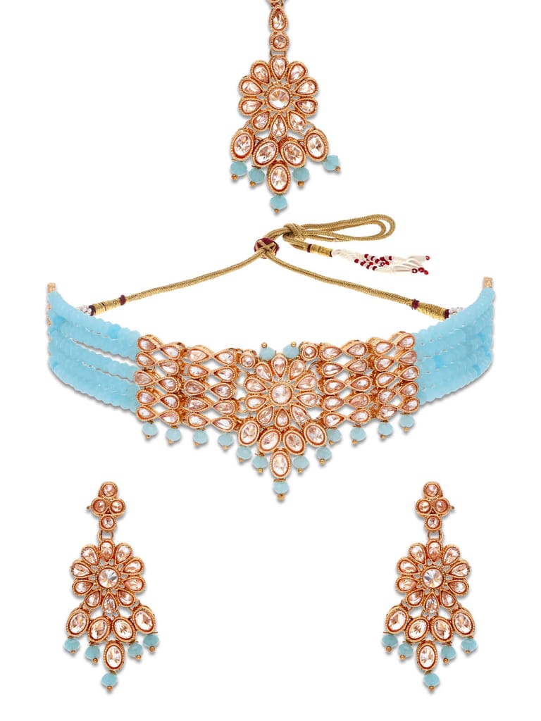 Reverse AD Choker Necklace Set in Rose Gold finish - CNB5077