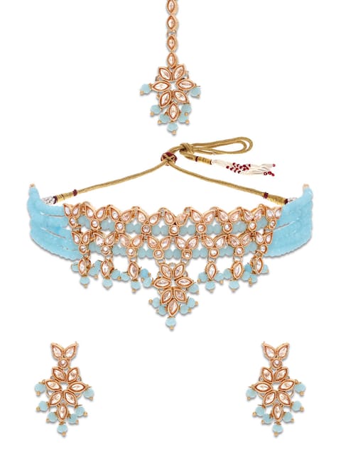 Reverse AD Choker Necklace Set in Rose Gold finish - CNB5117