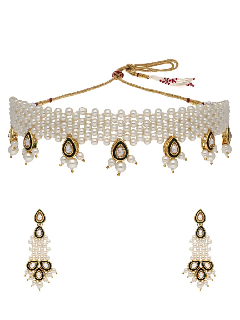 Pearls Choker Necklace Set in Gold finish - CNB21219