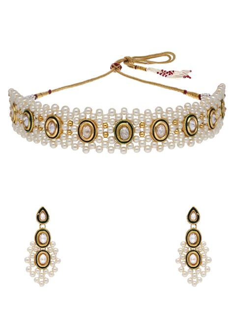 Pearls Choker Necklace Set in Gold finish - CNB21221