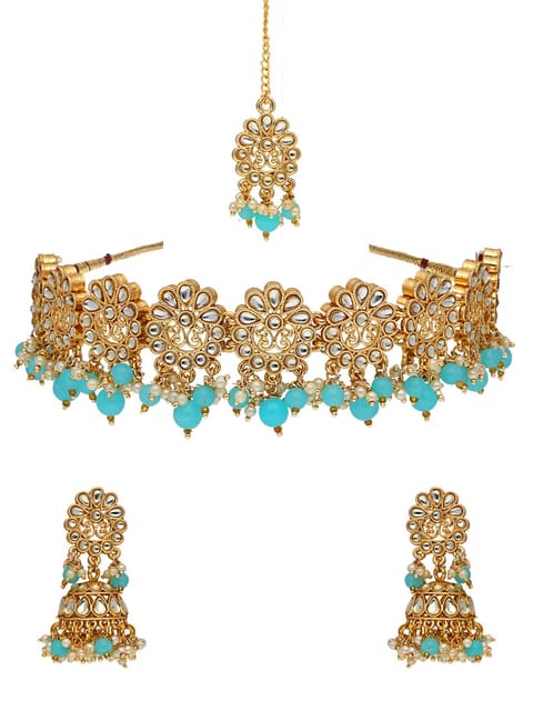 Kundan Choker Necklace Set in Gold finish - CNB9472