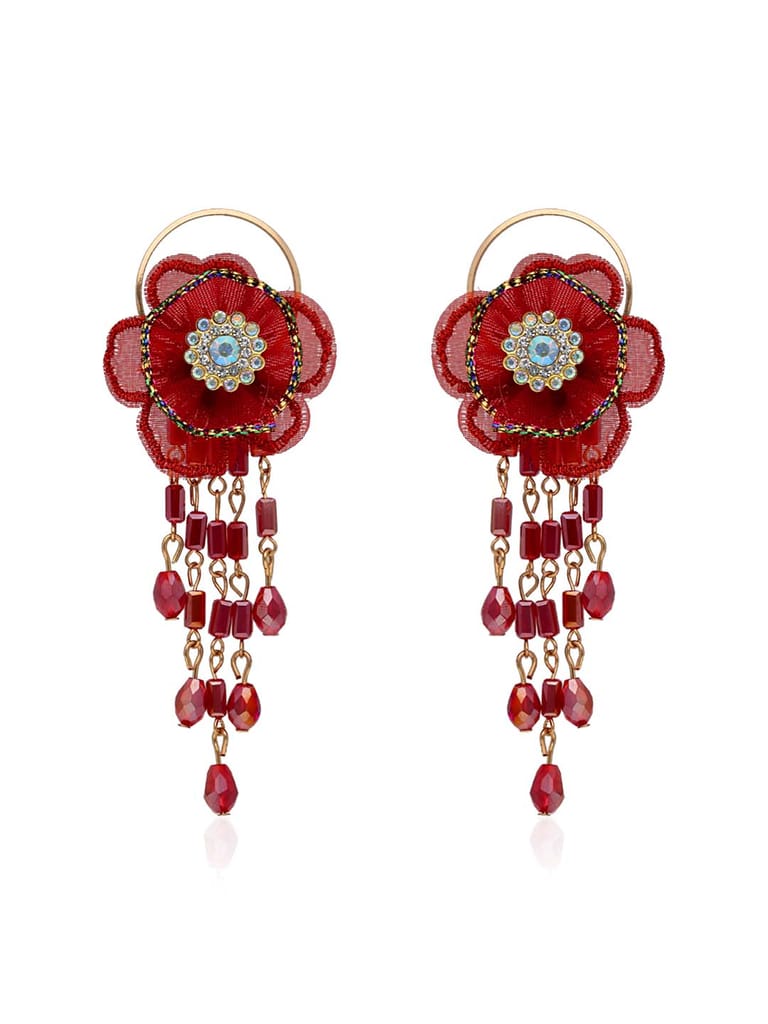 Floral Long Earrings in Gold finish - CNB33453