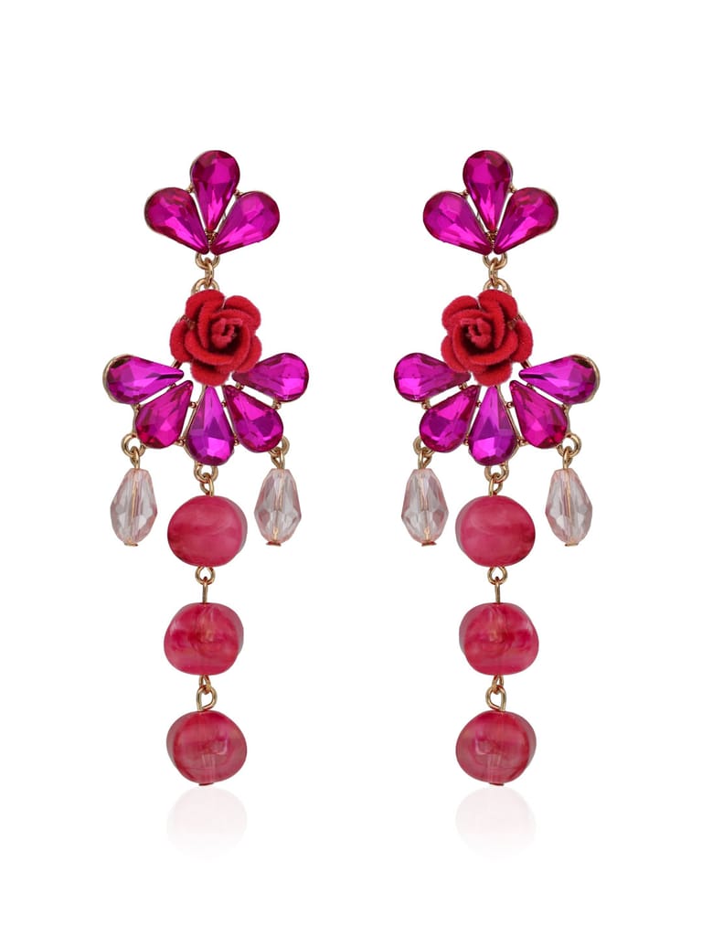 Floral Long Earrings in Gold finish - CNB33449