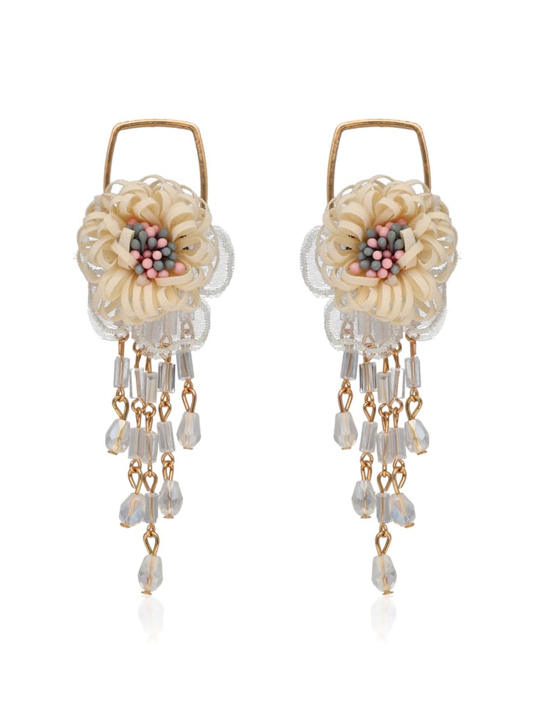 Floral Long Earrings in Gold finish - CNB33465