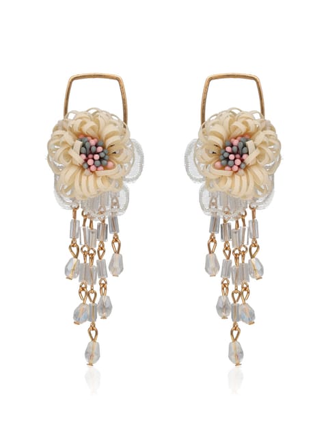 Floral Long Earrings in Gold finish - CNB33465