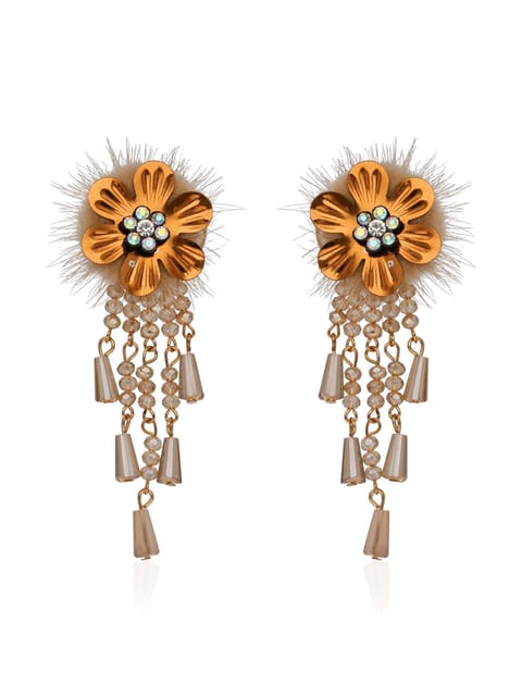 Floral Long Earrings in Gold finish - CNB33555