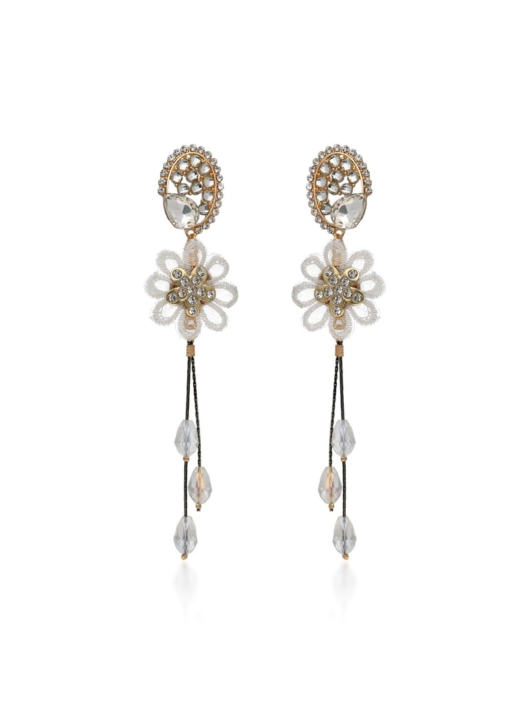 Floral Long Earrings in Gold finish - CNB33519