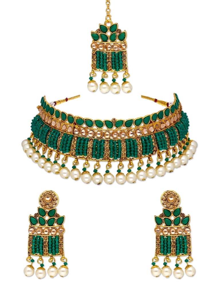 Traditional Choker Necklace Set in Gold finish - AVM3007