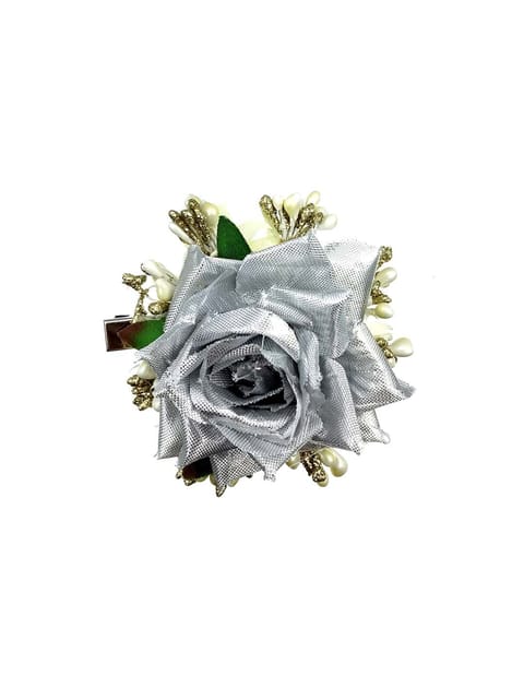Floral / Flower Hair Clip in Silver color - CNB10119