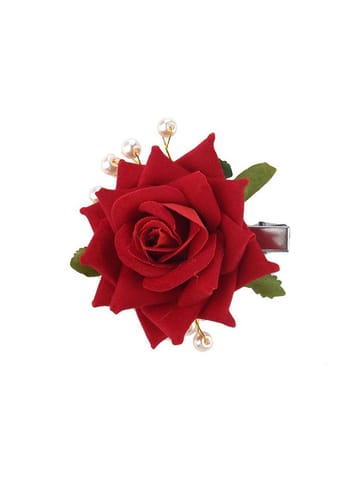 Floral / Flower Hair Clip in Red color - CNB15955
