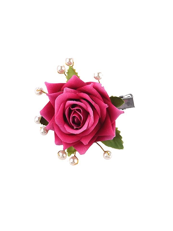 Floral / Flower Hair Clip in Rani Pink color - CNB15956