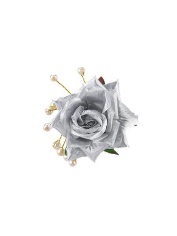 Floral / Flower Hair Clip in Silver color - CNB15961