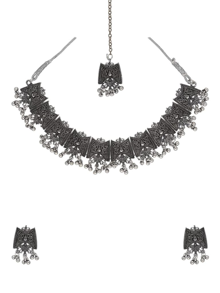 Oxidised Necklace Set in Black color - CNB33902