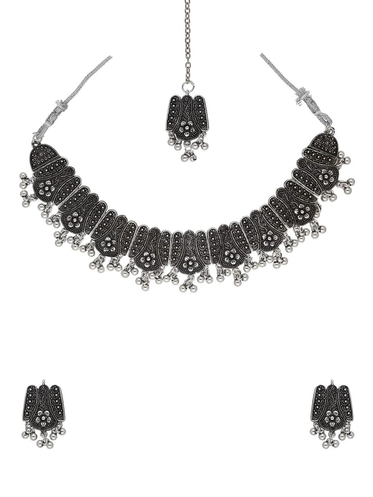 Oxidised Necklace Set in Black color - CNB33904