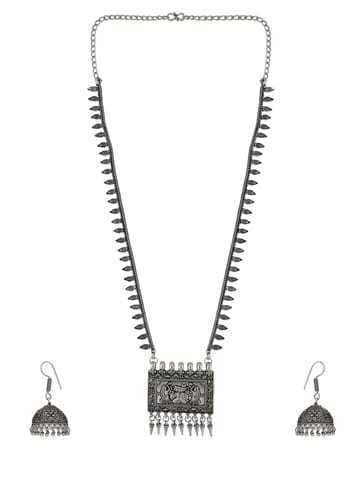 Oxidised Long Necklace Set in Black color - CNB33919