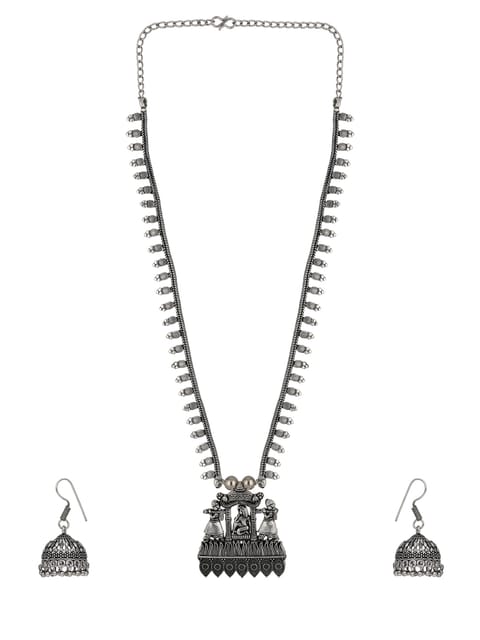 Long Necklace Set in Oxidised Silver finish - CNB33920