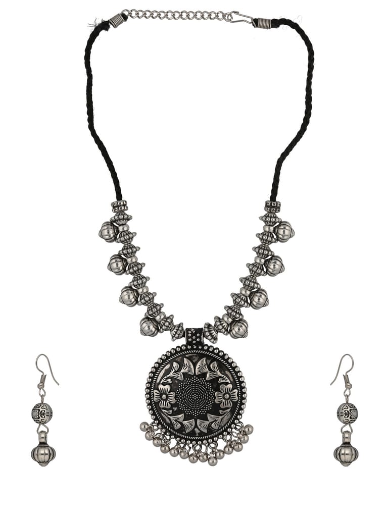 Long Necklace Set in Oxidised Silver finish - CNB33923