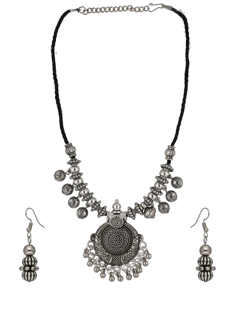 Long Necklace Set in Oxidised Silver finish - CNB33926