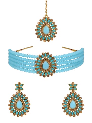 Traditional Choker Necklace Set in Gold finish - AVM689