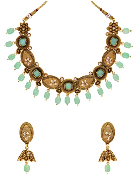 Antique Necklace Set in Rajwadi finish - PRT9071