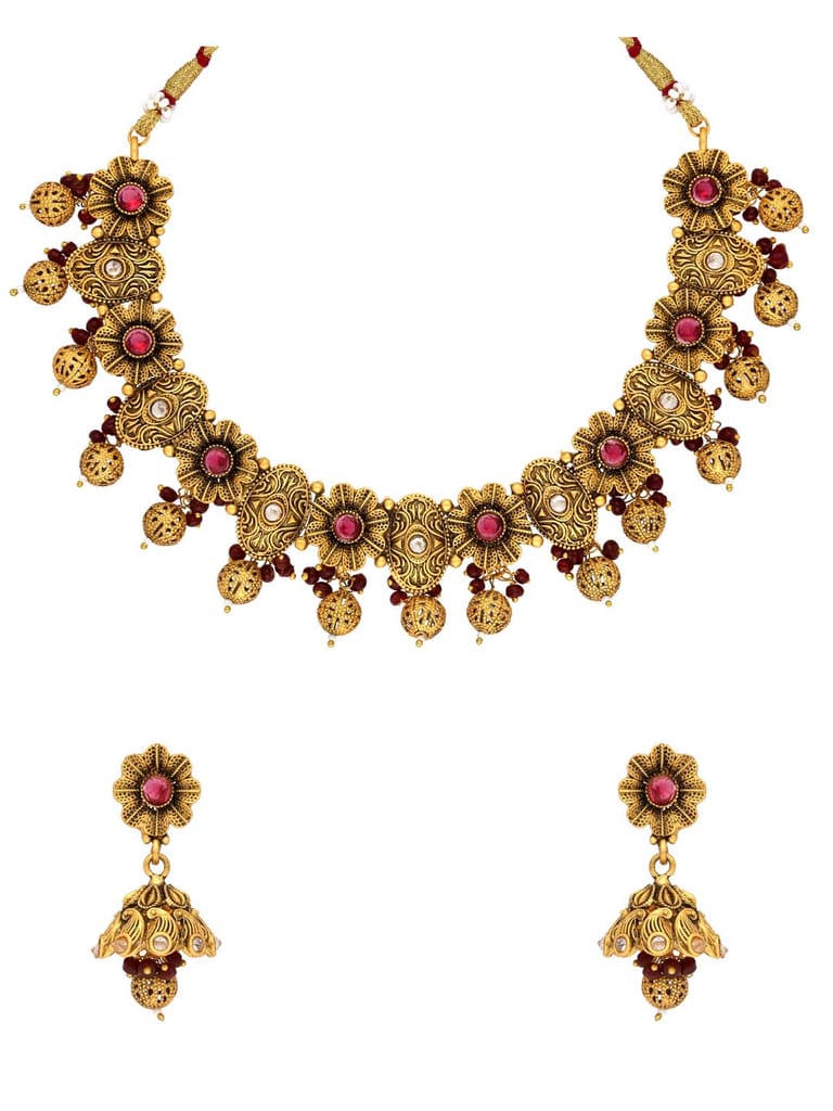 Antique Necklace Set in Rajwadi finish - PRT9069
