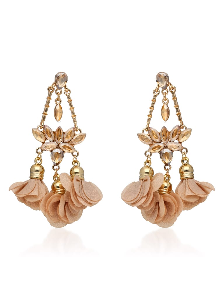 Floral Long Earrings in Gold finish - CNB33375