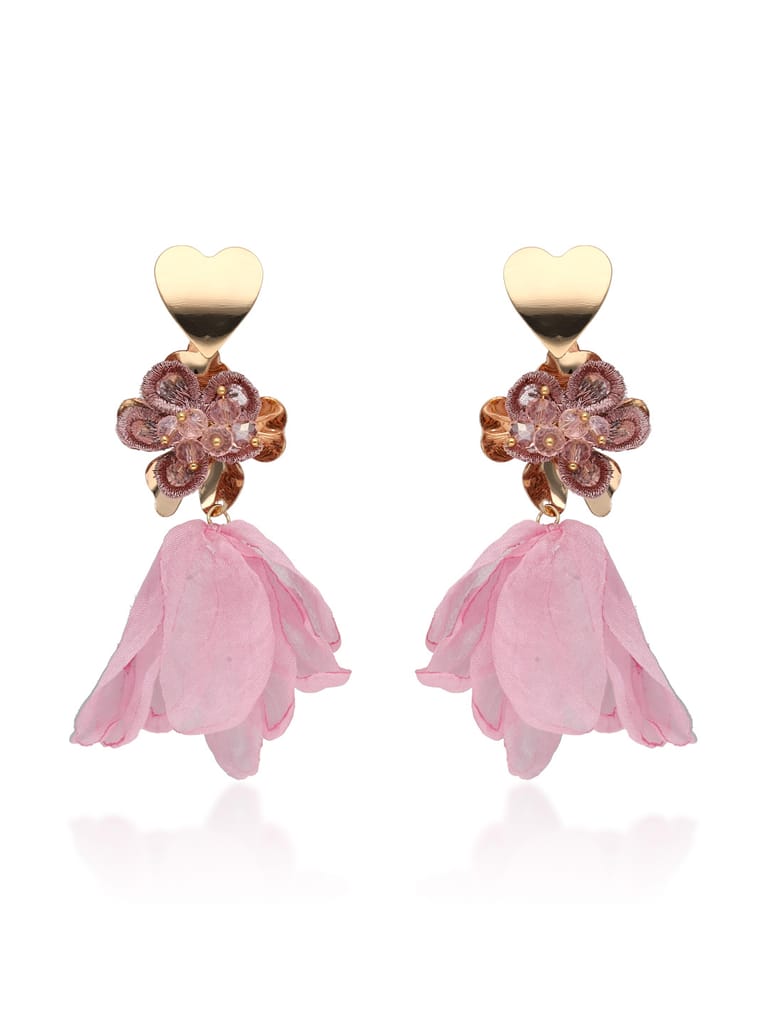 Floral Long Earrings in Gold finish - CNB33381