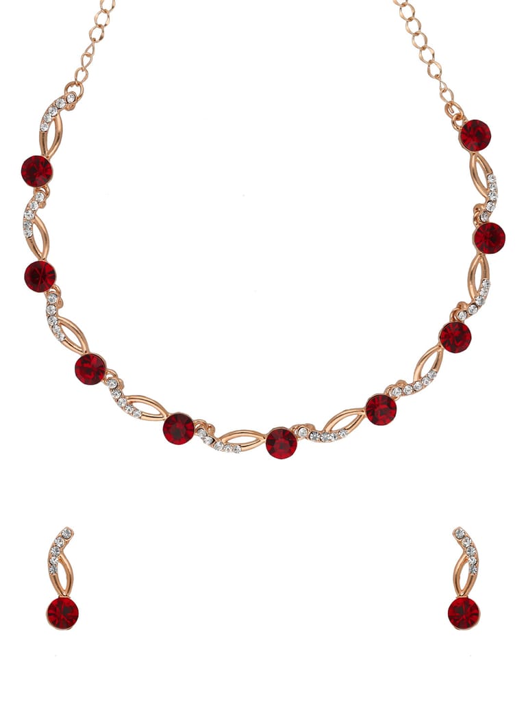 Stone Necklace Set in Rose Gold finish - AKC3542