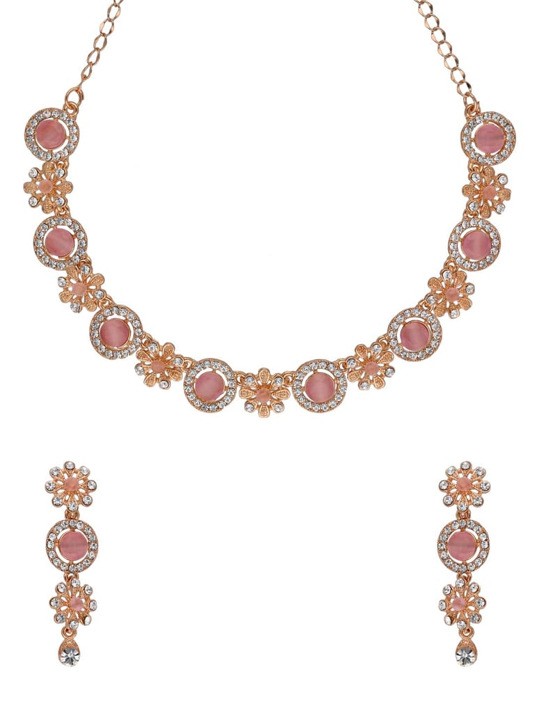 Stone Necklace Set in Rose Gold finish - AKC71322