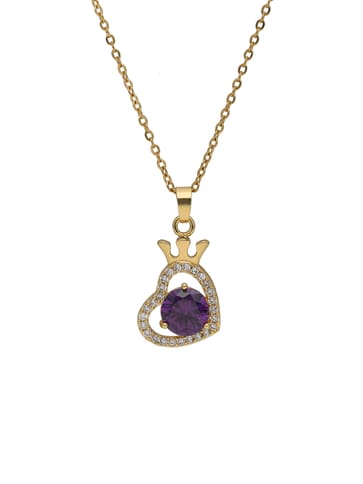 AD / CZ Pendant with Chain in Gold finish - CNB34017