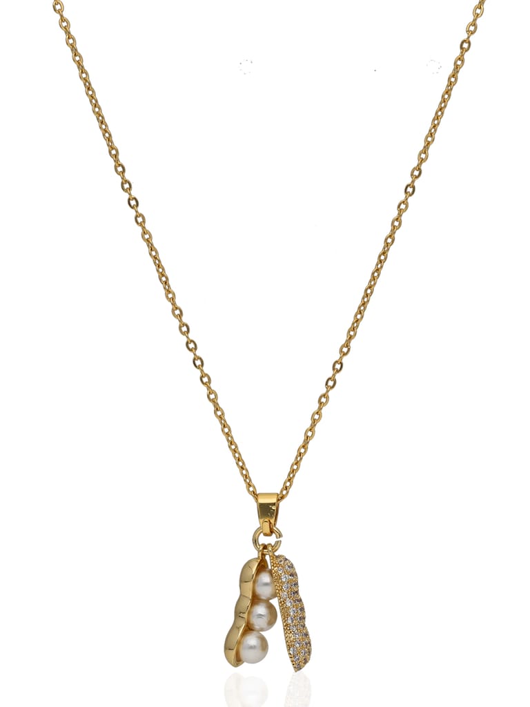 AD / CZ Pendant with Chain in Gold finish - CNB34025
