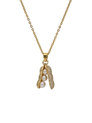 AD / CZ Pendant with Chain in Gold finish - CNB34025