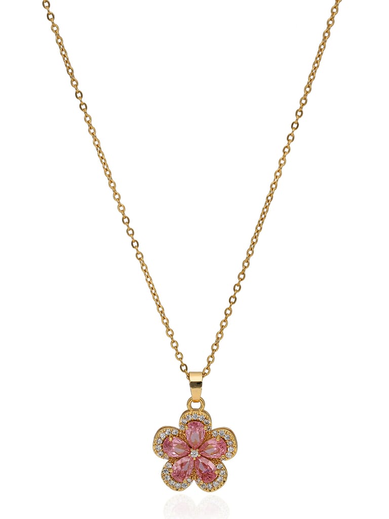 AD / CZ Pendant with Chain in Gold finish - CNB34021