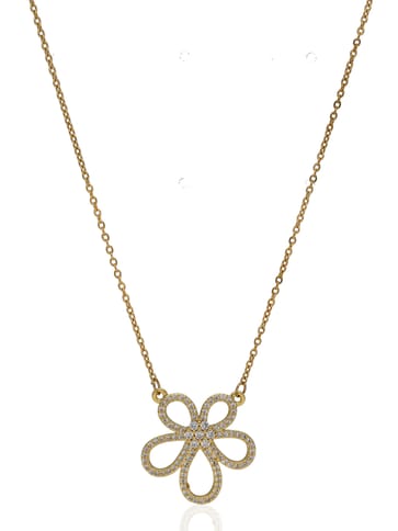 AD / CZ Pendant with Chain in Gold finish - CNB34027