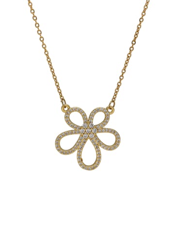 AD / CZ Pendant with Chain in Gold finish - CNB34027