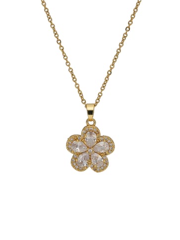 AD / CZ Pendant with Chain in Gold finish - CNB34028